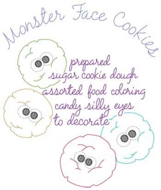 Picture of Monster Face Cookies Machine Embroidery Design
