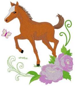 Picture of Floral Horse Machine Embroidery Design