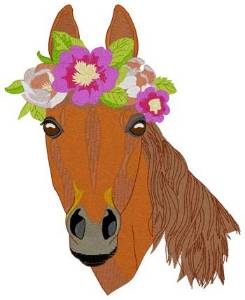 Picture of Horse With Flowers Machine Embroidery Design