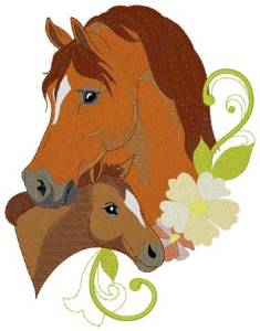 Picture of Mare & Foal Heads Machine Embroidery Design