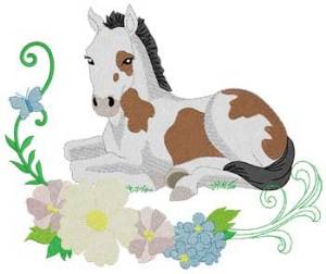 Picture of Filly & Flowers Machine Embroidery Design