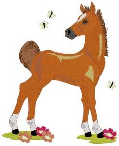 Picture of Foal & Butterflies Machine Embroidery Design
