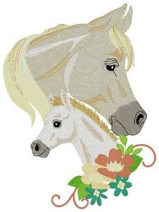 Picture of Mare & Foal Heads Machine Embroidery Design