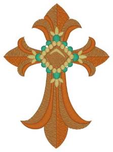 Picture of Fleur De Lis Cross Machine Embroidery Design