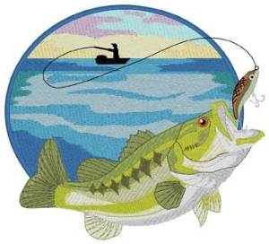 Picture of Large Mouth Bass Scene Machine Embroidery Design