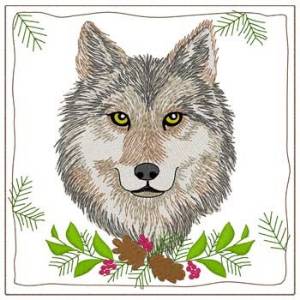 Picture of Wolf Quilt Square Machine Embroidery Design