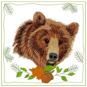 Picture of Brown Bear Quilt Square Machine Embroidery Design
