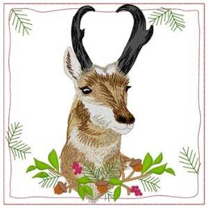 Picture of Pronghorn Antelope Quilt Square Machine Embroidery Design