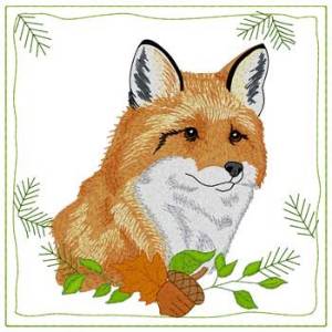Picture of Fox Quilt Square Machine Embroidery Design