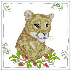 Picture of Mountain Lion Quilt Square Machine Embroidery Design