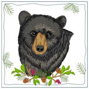 Picture of Black Bear Quilt Square Machine Embroidery Design