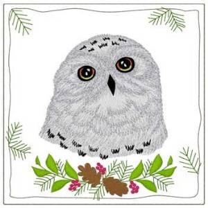 Picture of Snowy Owl Quilt Square Machine Embroidery Design