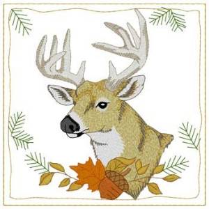 Picture of Whitetail Deer Quilt Square Machine Embroidery Design