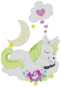 Picture of Sleeping Unicorn Machine Embroidery Design
