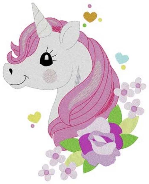 Picture of Unicorn & Flowers Machine Embroidery Design