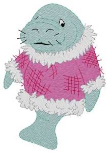 Picture of Manatee In Sweater Machine Embroidery Design
