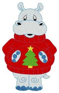 Picture of Hippo In Sweater Machine Embroidery Design