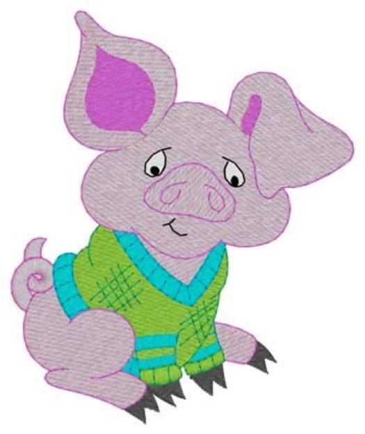 Picture of Pig In Sweater Machine Embroidery Design