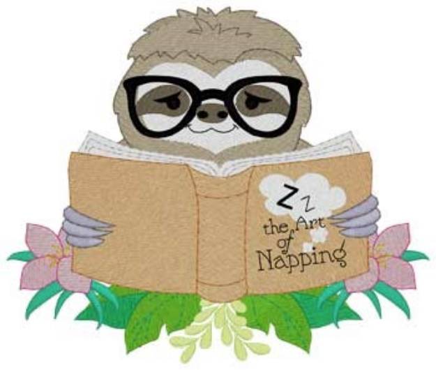 Picture of Reading Sloth Machine Embroidery Design