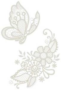Picture of Lace Butterfly & Flowers Machine Embroidery Design