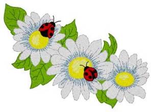 Picture of Daisies & Ladybugs Machine Embroidery Design