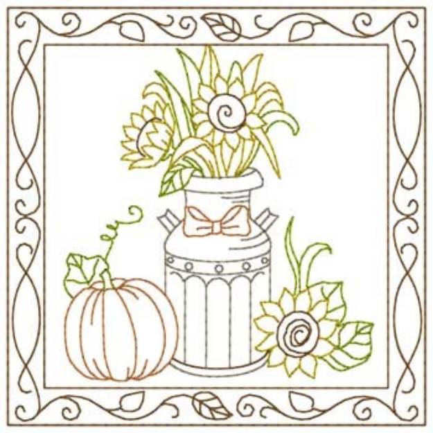 Picture of Sunflower Milk Can Machine Embroidery Design