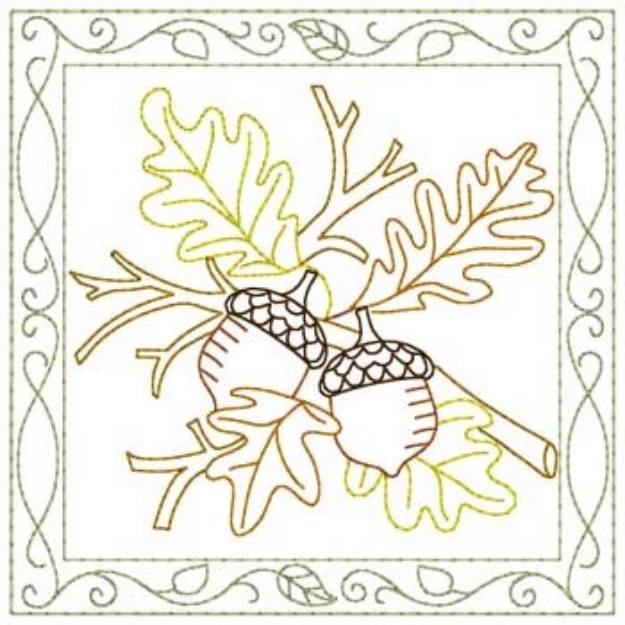 Picture of Acorn Quilt Square Machine Embroidery Design