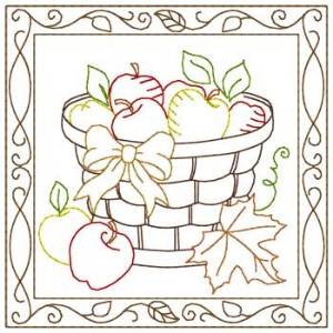 Picture of Apple Basket  Square Machine Embroidery Design