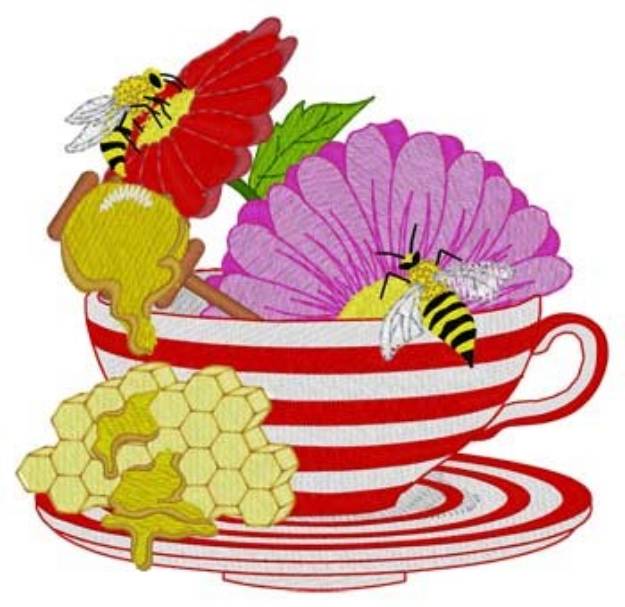 Picture of Bees & Teacup Machine Embroidery Design