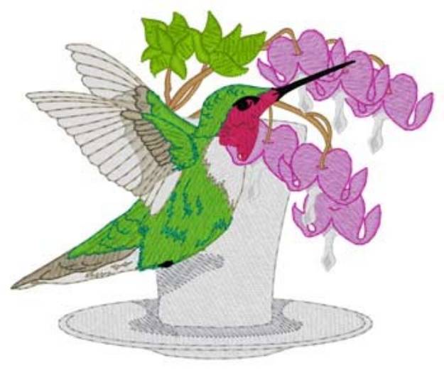Picture of Hummingbird & Teacup Machine Embroidery Design
