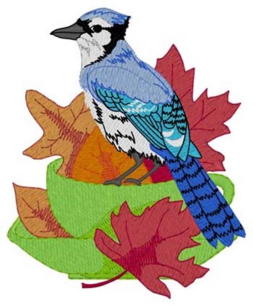 Picture of Bluejay & Teacup Machine Embroidery Design