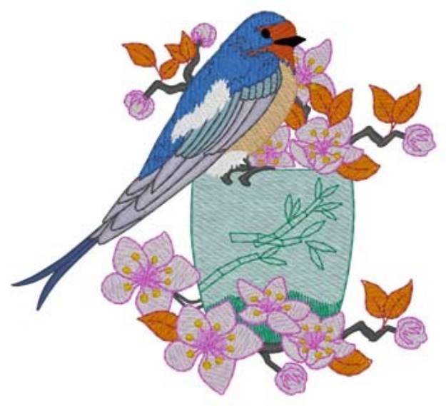 Picture of Bluebird & Teacup Machine Embroidery Design