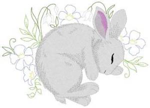 Picture of Sleeping Rabbit Machine Embroidery Design