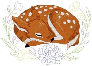 Picture of Sleeping Fawn Machine Embroidery Design