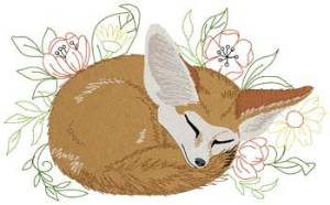 Picture of Fennec Fox Sleeping Machine Embroidery Design