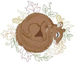 Picture of Sleeping Squirrel Machine Embroidery Design