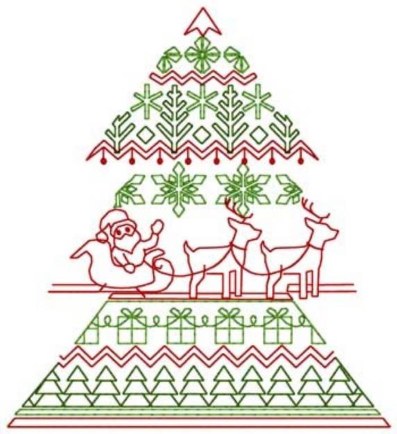 Picture of Santas Sleigh Tree Machine Embroidery Design