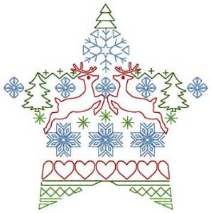 Picture of Reindeer Star Pattern Machine Embroidery Design