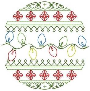 Picture of Christmas Lights Ornament Machine Embroidery Design
