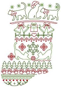 Picture of Christmas Cats Stocking Machine Embroidery Design