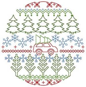 Picture of Christmas Trees Ornament Machine Embroidery Design