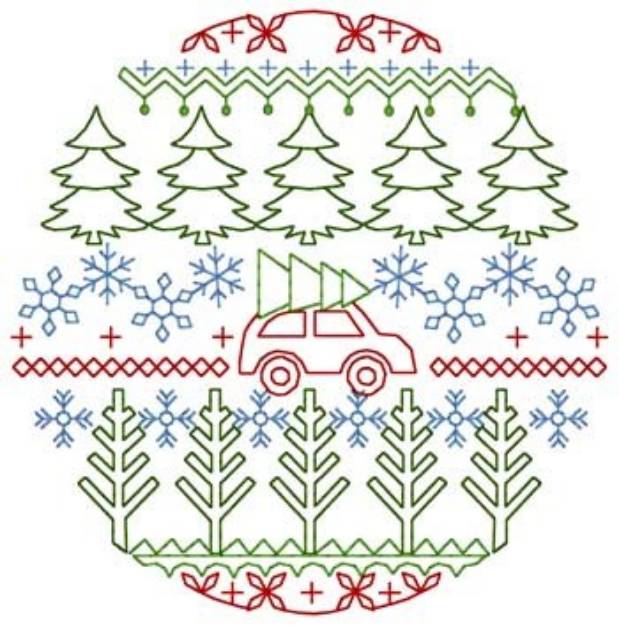 Picture of Christmas Trees Ornament Machine Embroidery Design