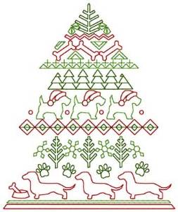 Picture of Christmas Tree Dogs Machine Embroidery Design