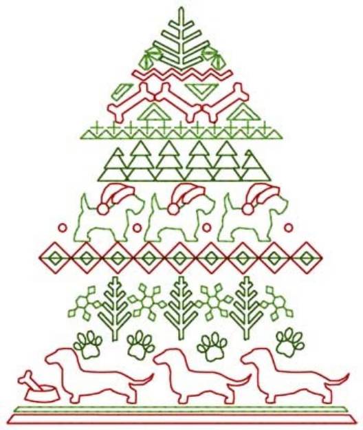 Picture of Christmas Tree Dogs Machine Embroidery Design
