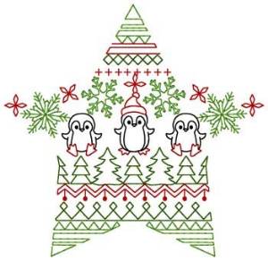 Picture of Christmas Penguin Star Machine Embroidery Design