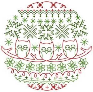 Picture of Owl Ornament Machine Embroidery Design
