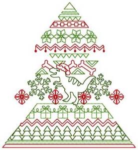 Picture of T-rex Christmas Tree Machine Embroidery Design