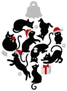 Picture of Cat Christmas Ornament Machine Embroidery Design
