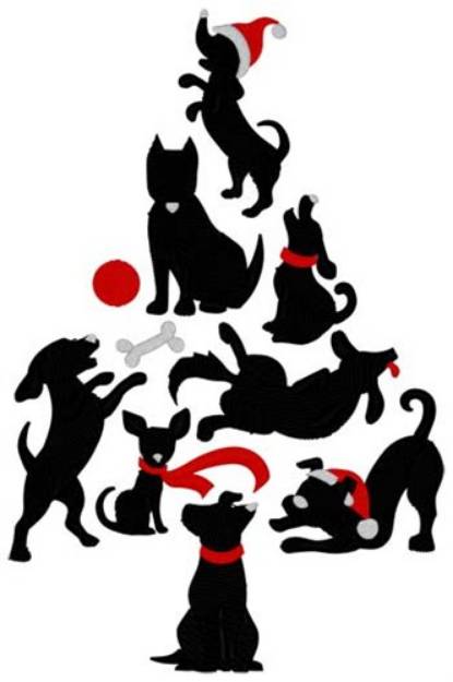 Picture of Dog Christmas Tree Machine Embroidery Design