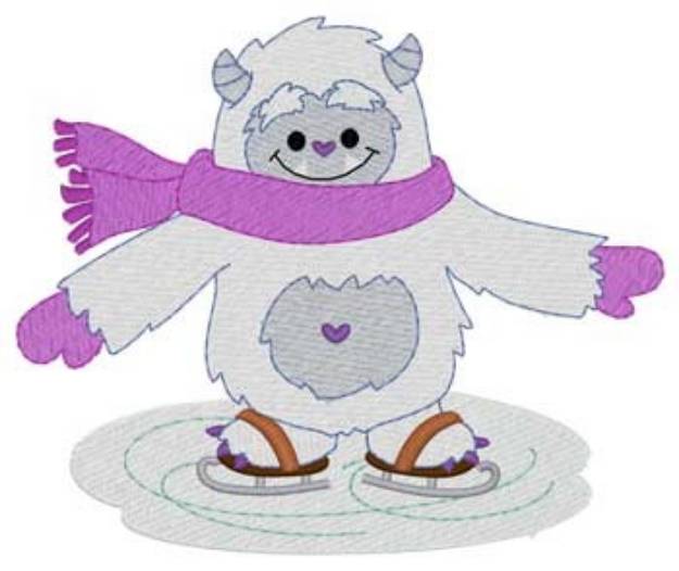 Picture of Ice Skating Yeti Machine Embroidery Design